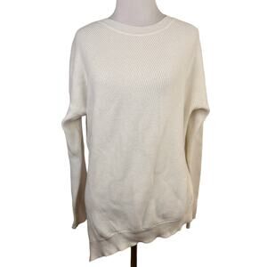 Athleta White Rest Day Asymmetrical Crew Knit Sweater Size Small